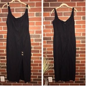 Black long dress with front slit